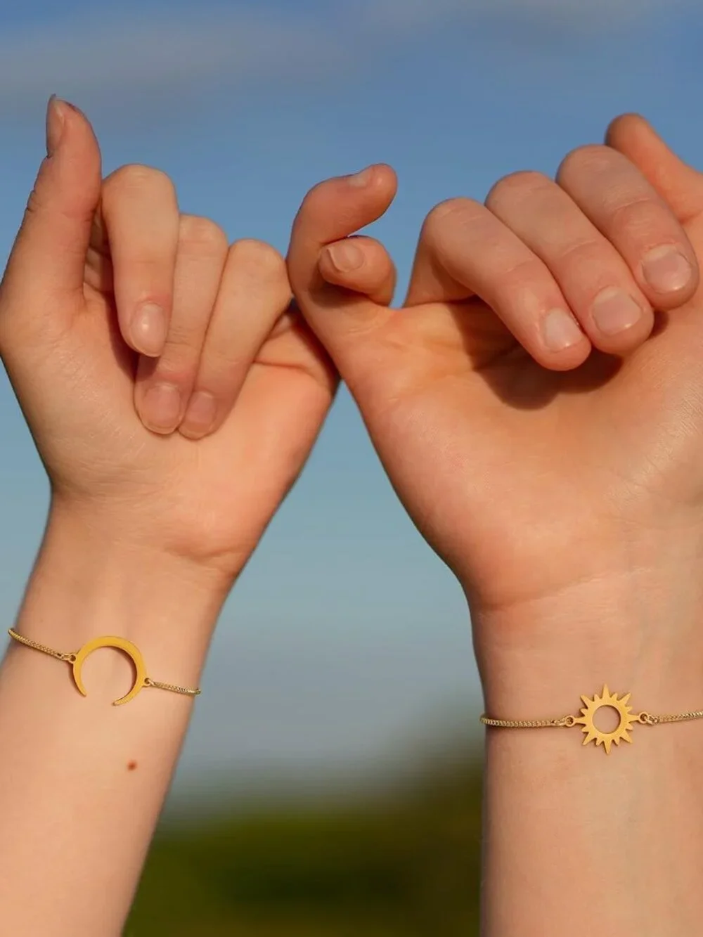 18K Gold BFF Friendship Bracelet Matching Butterfly Cross Charms Bracelet Set fo